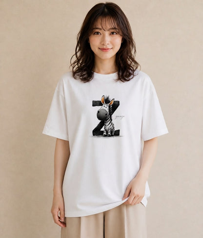 グラフィックTシャツ レディース しまうま 動物 アニマル イラスト ラフカジュアル ビーチ デイリーウェア 白T