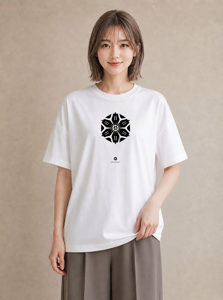 デザインTシャツ レディース 扇子 そよ風 ナチュラル アンティーク イラスト ボタニカル 普段着 週末コーデ 白T