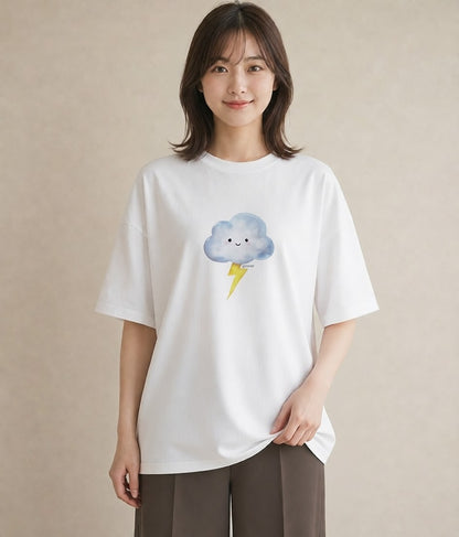 デザインTシャツ レディース 雲 星空 宇宙 イラスト お洒落 帰省 ラフ 白T