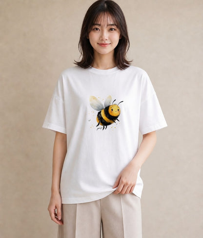 プリントTシャツ レディース ハニー 食べ物 フード イラスト ミニマル 買い物 夏コーデ 白T