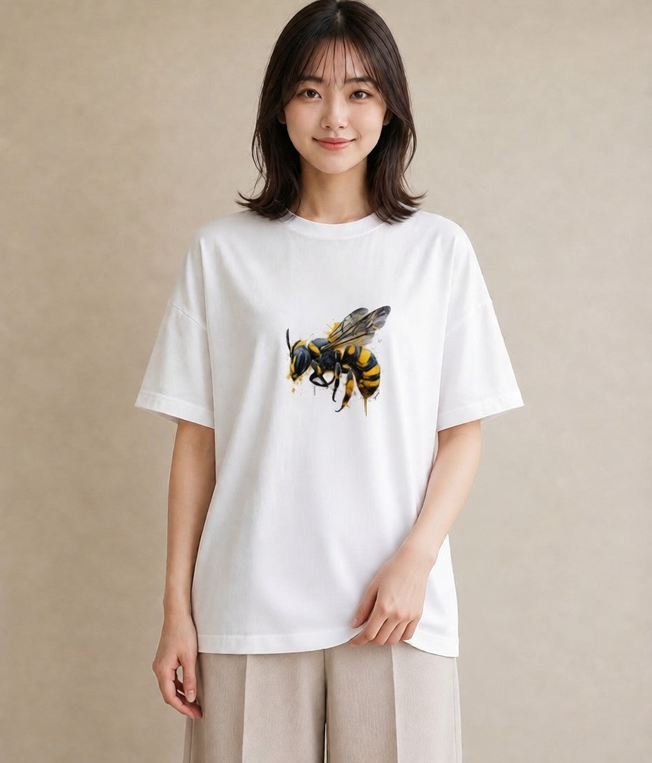 半袖Tシャツ レディース みつばち 昆虫 虫 イラスト こなれ感 姉妹 送別ギフト 白T