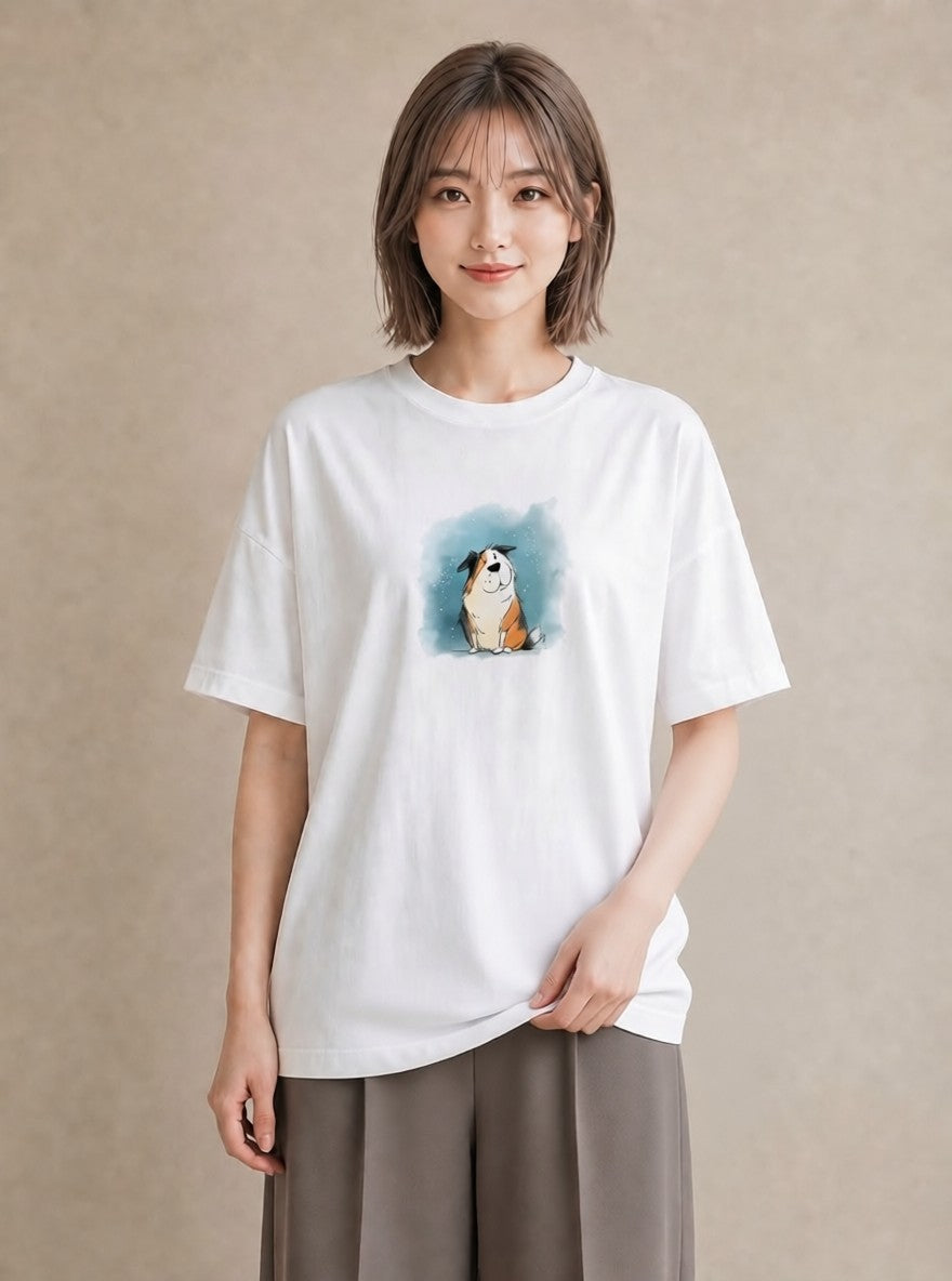 プリントTシャツ レディース 犬好き 犬 いぬ イラスト 可愛い デイリーウェア 休日 白T