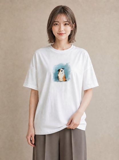 プリントTシャツ レディース 犬好き 犬 いぬ イラスト 可愛い デイリーウェア 休日 白T