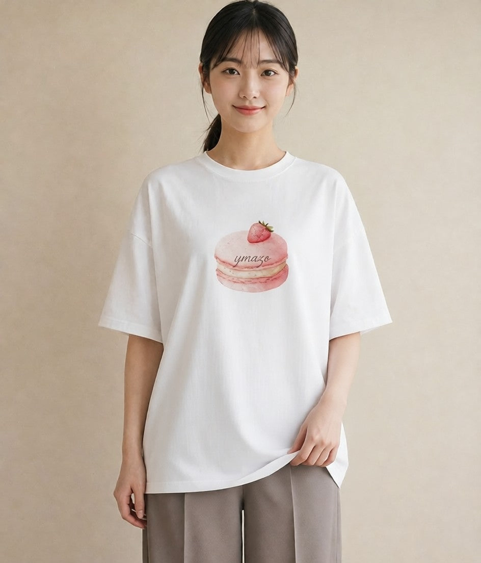 半袖Tシャツ レディース キャンディ 食べ物 フード イラスト お揃い 親子 白T