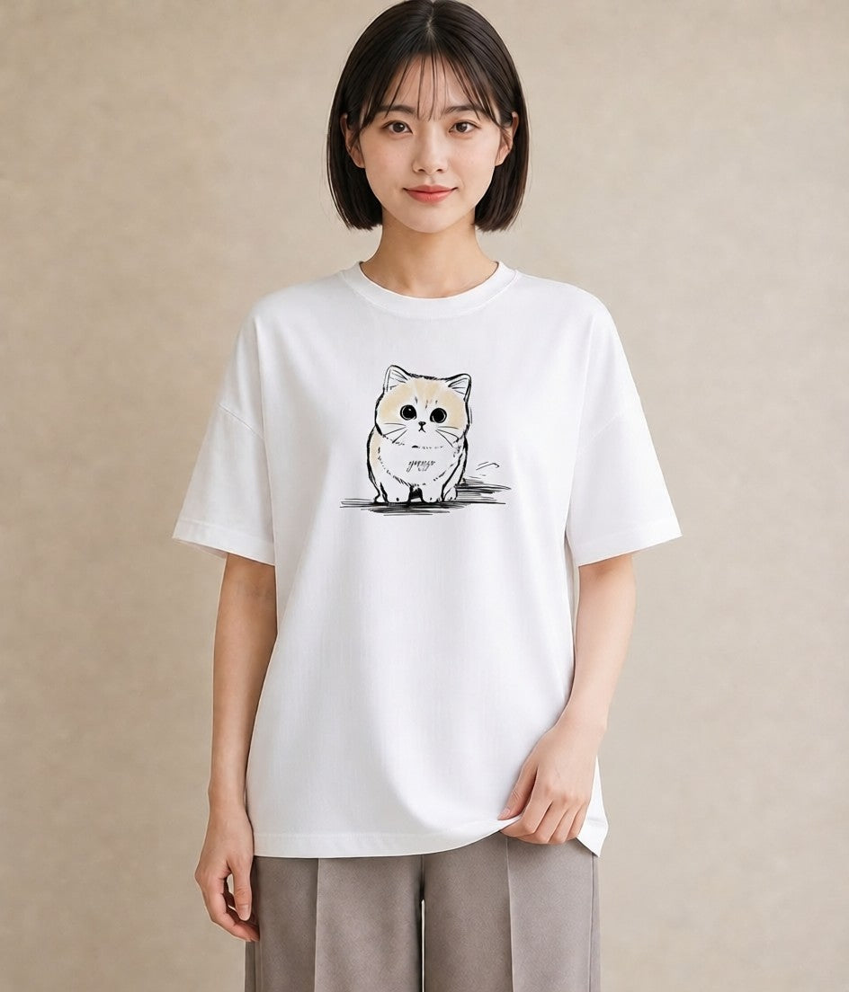 グラフィックTシャツ レディース エキゾチックショートヘア 猫 ねこ イラスト 上品 姉妹 送別ギフト 白T