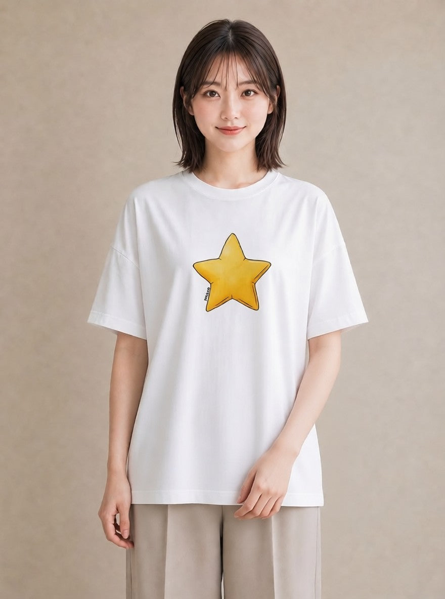 プリントTシャツ レディース 星 星空 宇宙 イラスト アート風 春コーデ 姉妹 白T