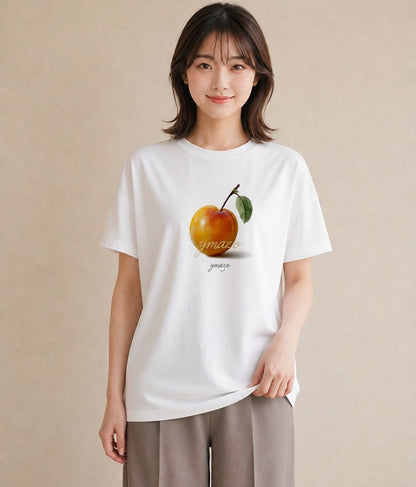 半袖Tシャツ レディース もも 食べ物 フード イラスト 上品 ホワイトデー 春服 白T