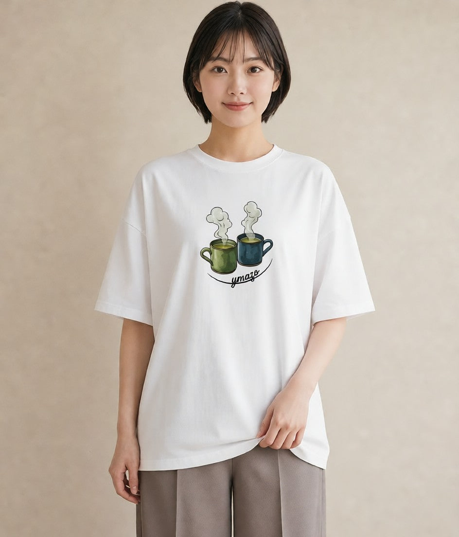 デザインTシャツ レディース 抹茶 食べ物 フード イラスト きれいめカジュアル 帰省 ラフ 白T