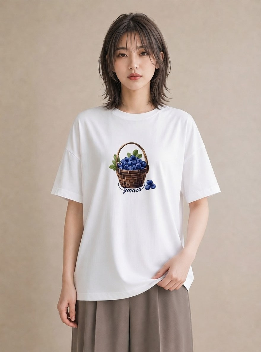 半袖Tシャツ レディース 木の実 植物 ボタニカル イラスト 韓国風 お揃い 親子 白T
