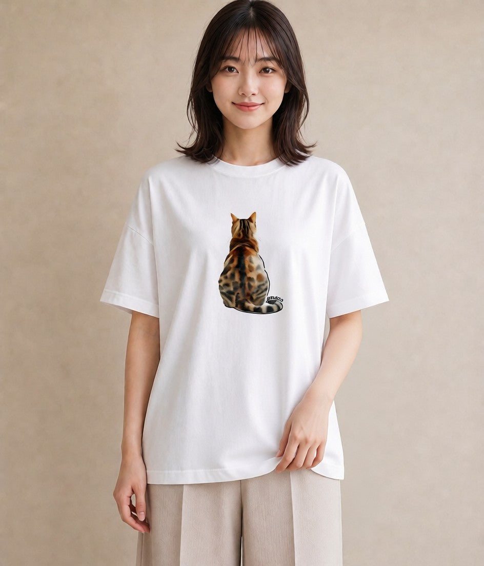 プリントTシャツ レディース 猫 ねこ イラスト ミニマル 週末コーデ 敬老の日 白T