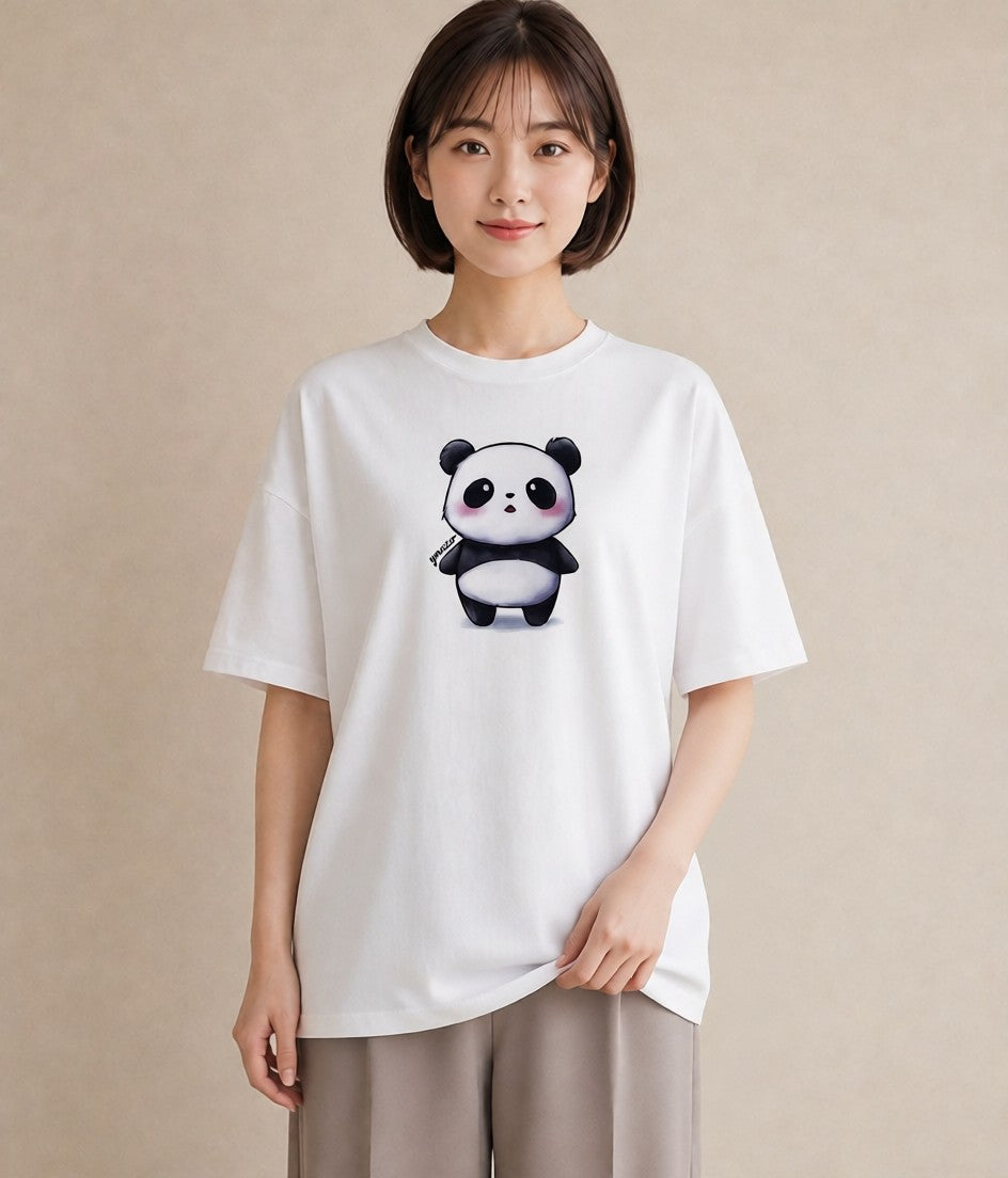 Tシャツ レディース レッサーパンダ 動物 アニマル イラスト 淡色 在宅 公園 白T