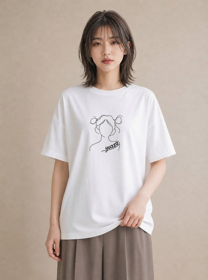 デザインTシャツ レディース 女の子 ガール 後ろ姿 イラスト こなれ感 旅行用 海 白T