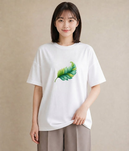 プリントTシャツ レディース 葉っぱ 植物 ボタニカル イラスト お洒落 お出かけ 普段着 白T
