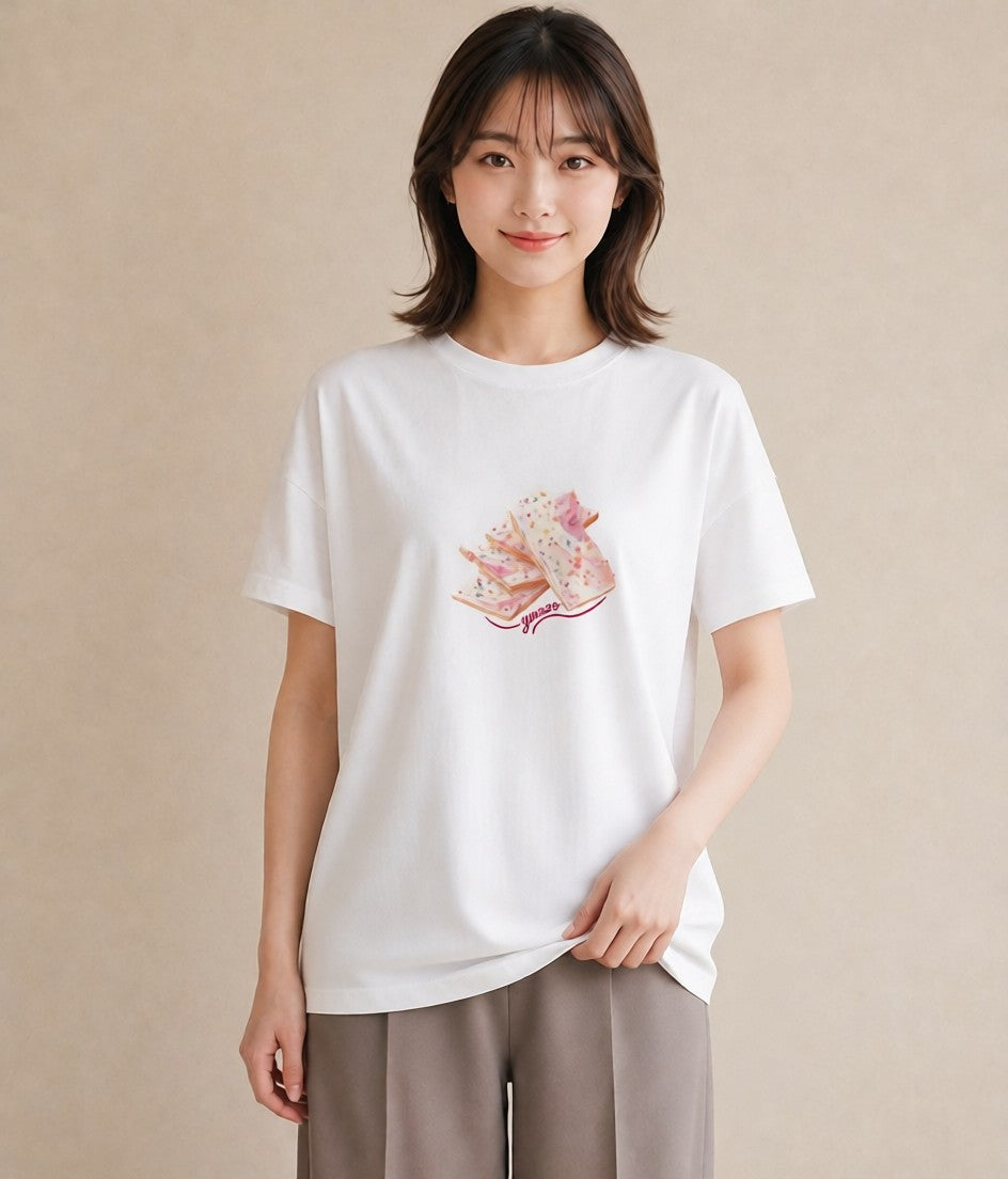 プリントTシャツ レディース アイス 食べ物 フード イラスト ミニマル 海 カフェ巡り 白T