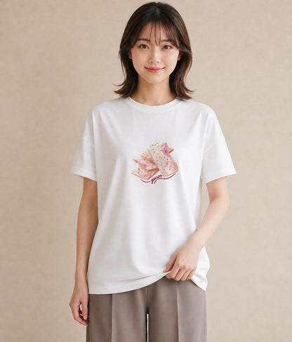 プリントTシャツ レディース アイス 食べ物 フード イラスト ミニマル 海 カフェ巡り 白T