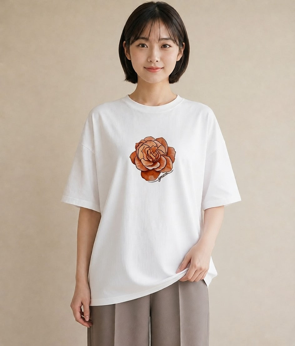 Tシャツ レディース カーネーション 花 花柄 イラスト こなれ感 帰省 ラフ 白T