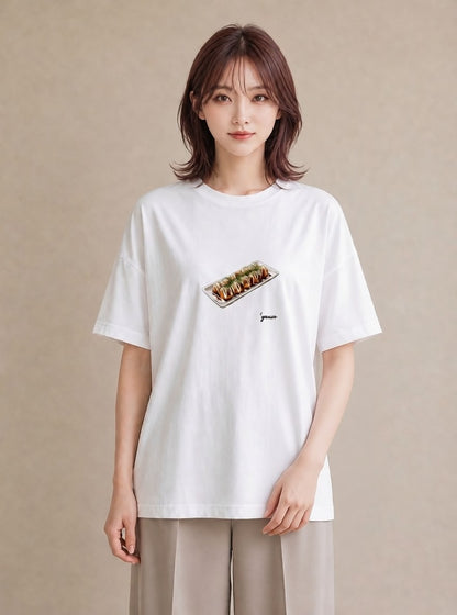 グラフィックTシャツ レディース お寿司 食べ物 フード イラスト ミセス 春コーデ 白T
