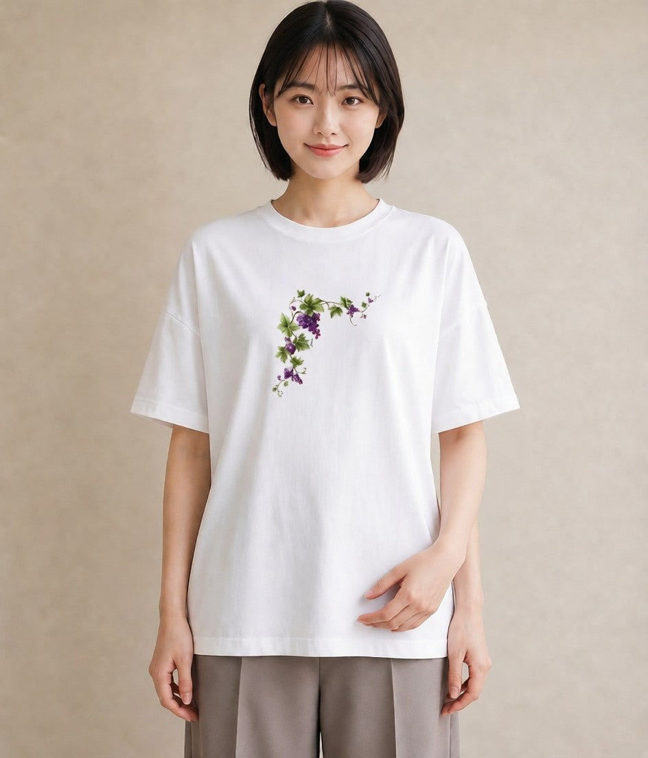 Tシャツ レディース つる 植物 ボタニカル イラスト ミニマル 女性向けギフト 散歩 白T