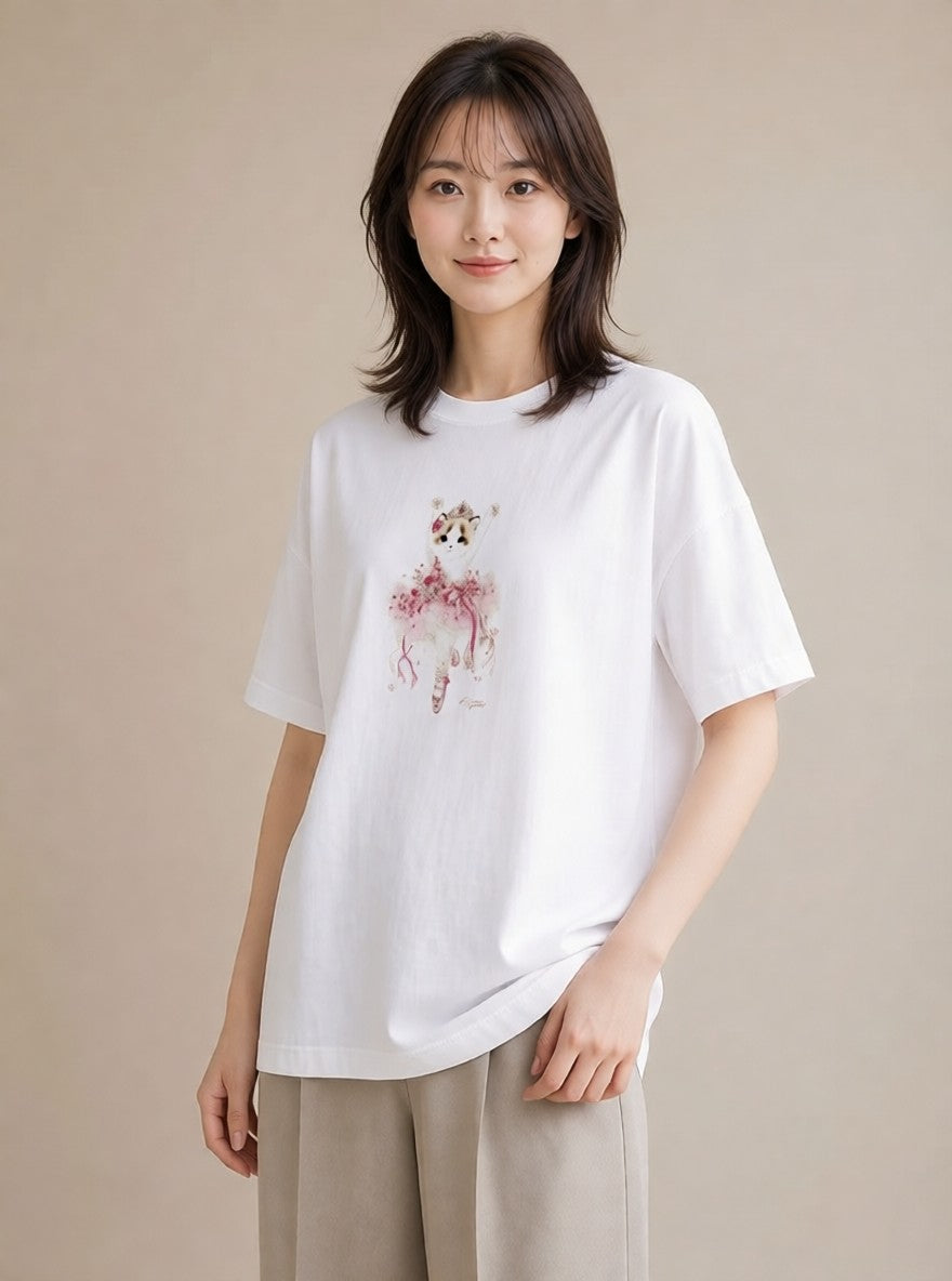 デザインTシャツ レディース バレエシューズ バレエ トウシューズ ナチュラル アンティーク イラスト 個性的 カフェ巡り 女子会 白T