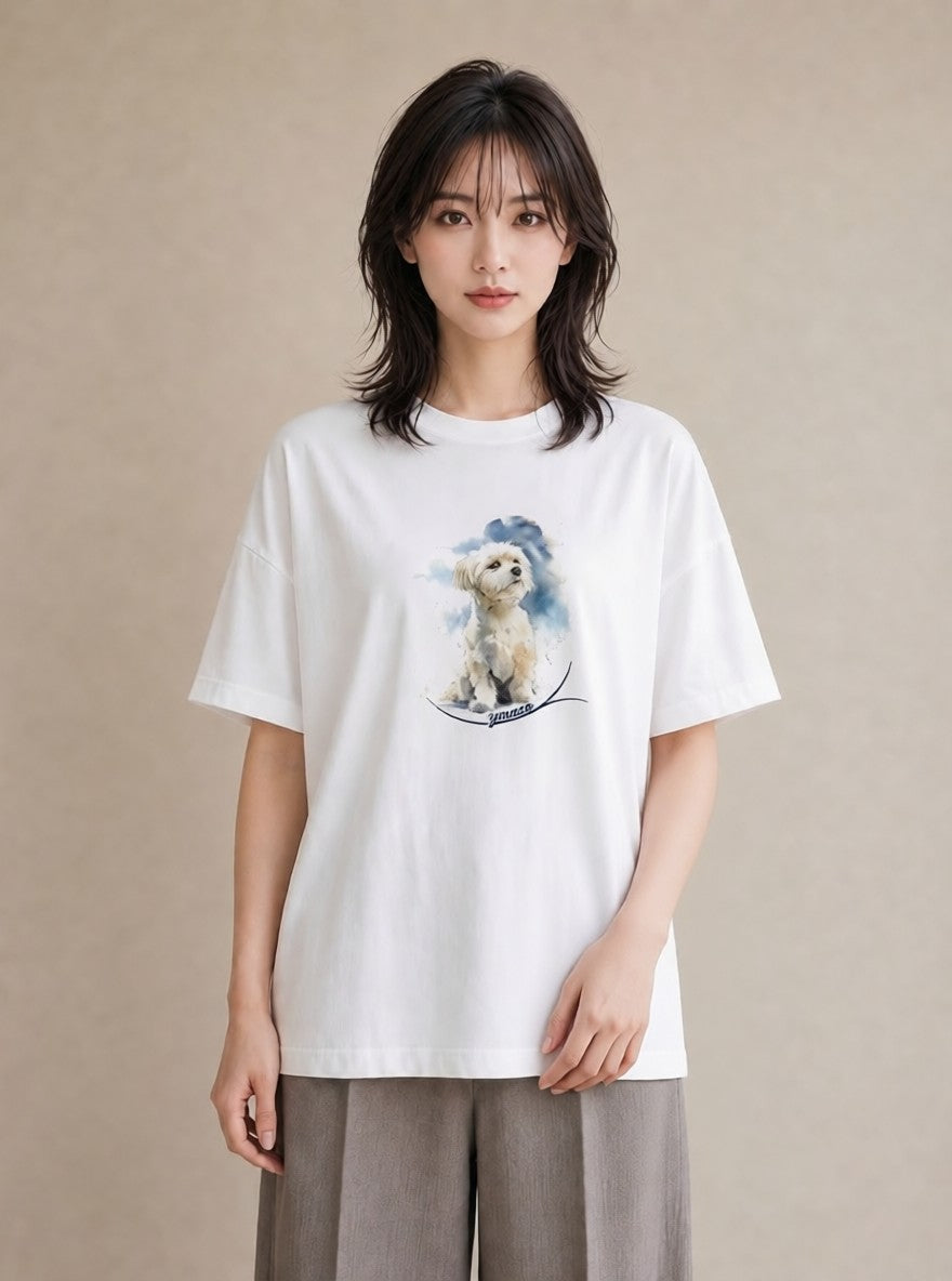 デザインTシャツ レディース 老犬 犬 いぬ イラスト カジュアル 部屋着 女性向けギフト 白T