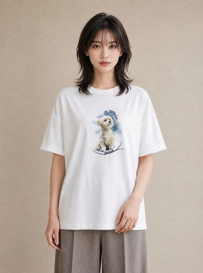 デザインTシャツ レディース 老犬 犬 いぬ イラスト カジュアル 部屋着 女性向けギフト 白T