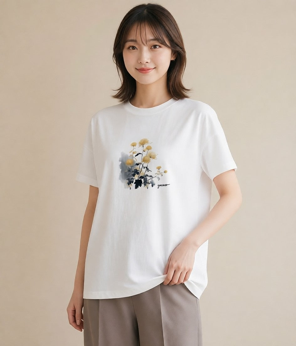 Tシャツ レディース たんぽぽ 花 花柄 イラスト 北欧風 ギフト 母の日 白T