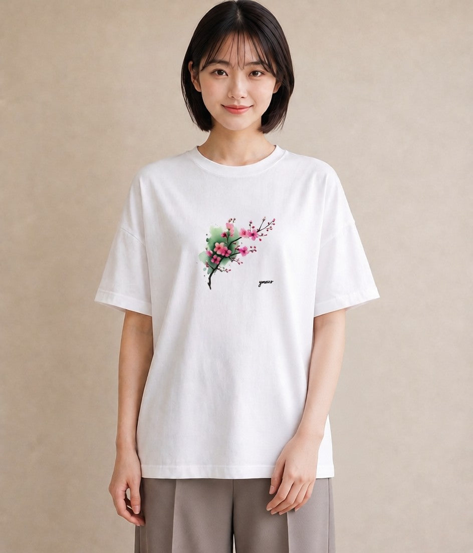 プリントTシャツ レディース さくら 桜 サクラ 花 花柄 イラスト 可愛い レイヤード 友達ギフト 白T