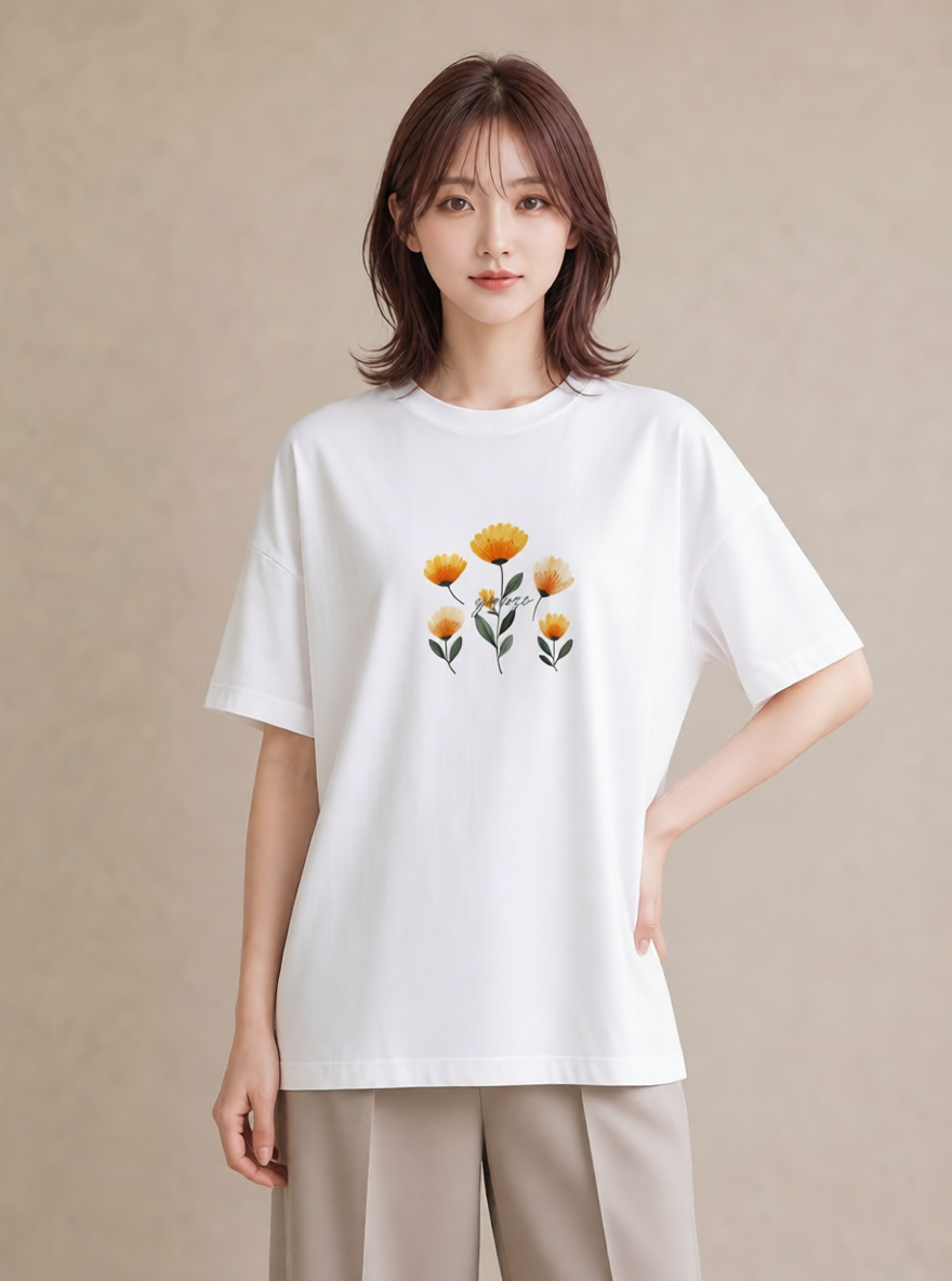 プリントTシャツ レディース たんぽぽ 花 花柄 イラスト 可愛い お揃い 親子 白T