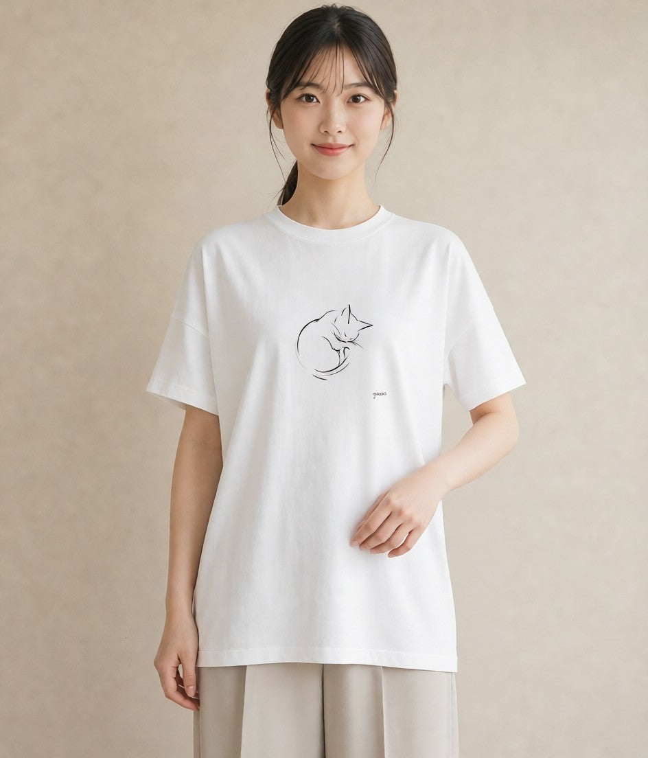 プリントTシャツ レディース 猫 ねこ ネコ イラスト 水彩風 ギフト 母の日 白T