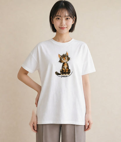 グラフィックTシャツ レディース 猫 ねこ イラスト 北欧風 母娘コーデ 自分用 白T