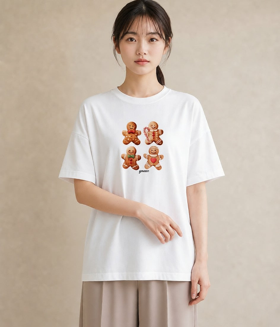 半袖Tシャツ レディース クッキー 食べ物 フード イラスト ミニマル 旅行用 海 白T