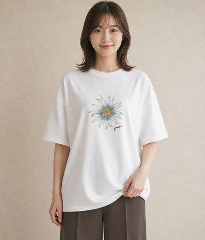 Tシャツ レディース デイジー 花 花柄 イラスト ラフカジュアル ギフト 母の日 白T