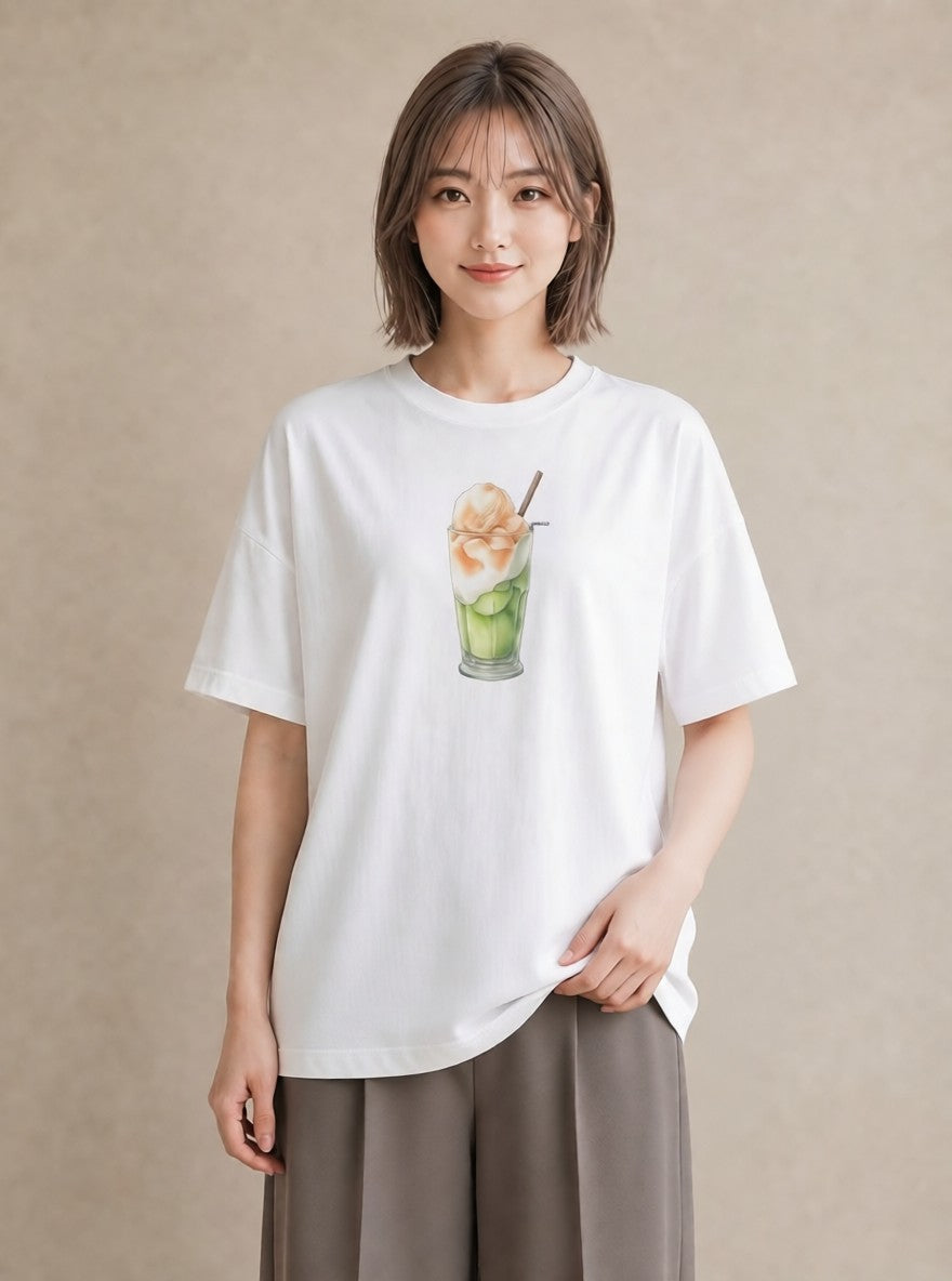 グラフィックTシャツ レディース クリームソーダ 食べ物 フード イラスト ヴィンテージ風 クリスマス 旅行 白T