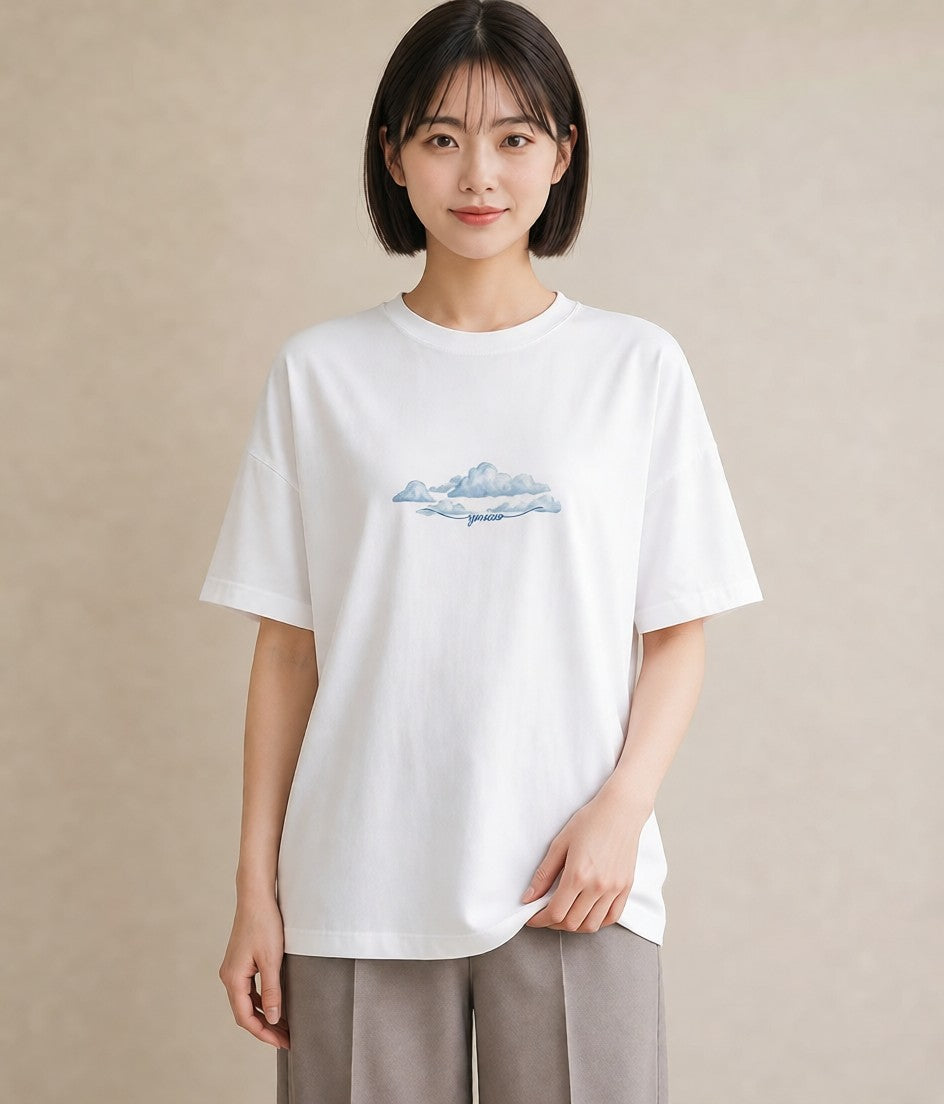 Tシャツ レディース 空 星空 宇宙 イラスト ナチュラル 普段着 週末コーデ 白T