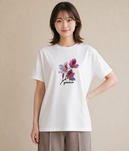 Tシャツ レディース 花 花柄 イラスト カジュアル 敬老の日 ホワイトデー 白T