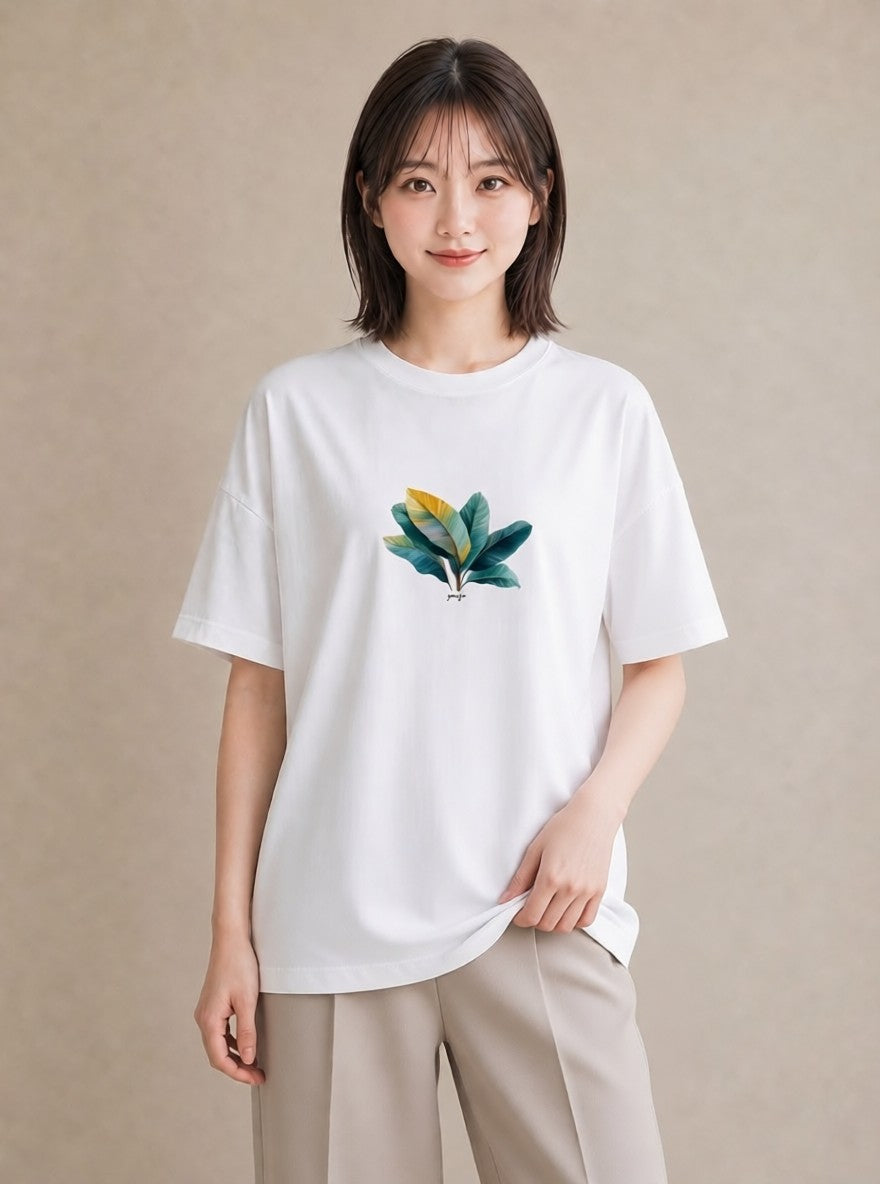 半袖Tシャツ レディース ボタニカル 植物 イラスト 可愛い お揃い 親子 白T