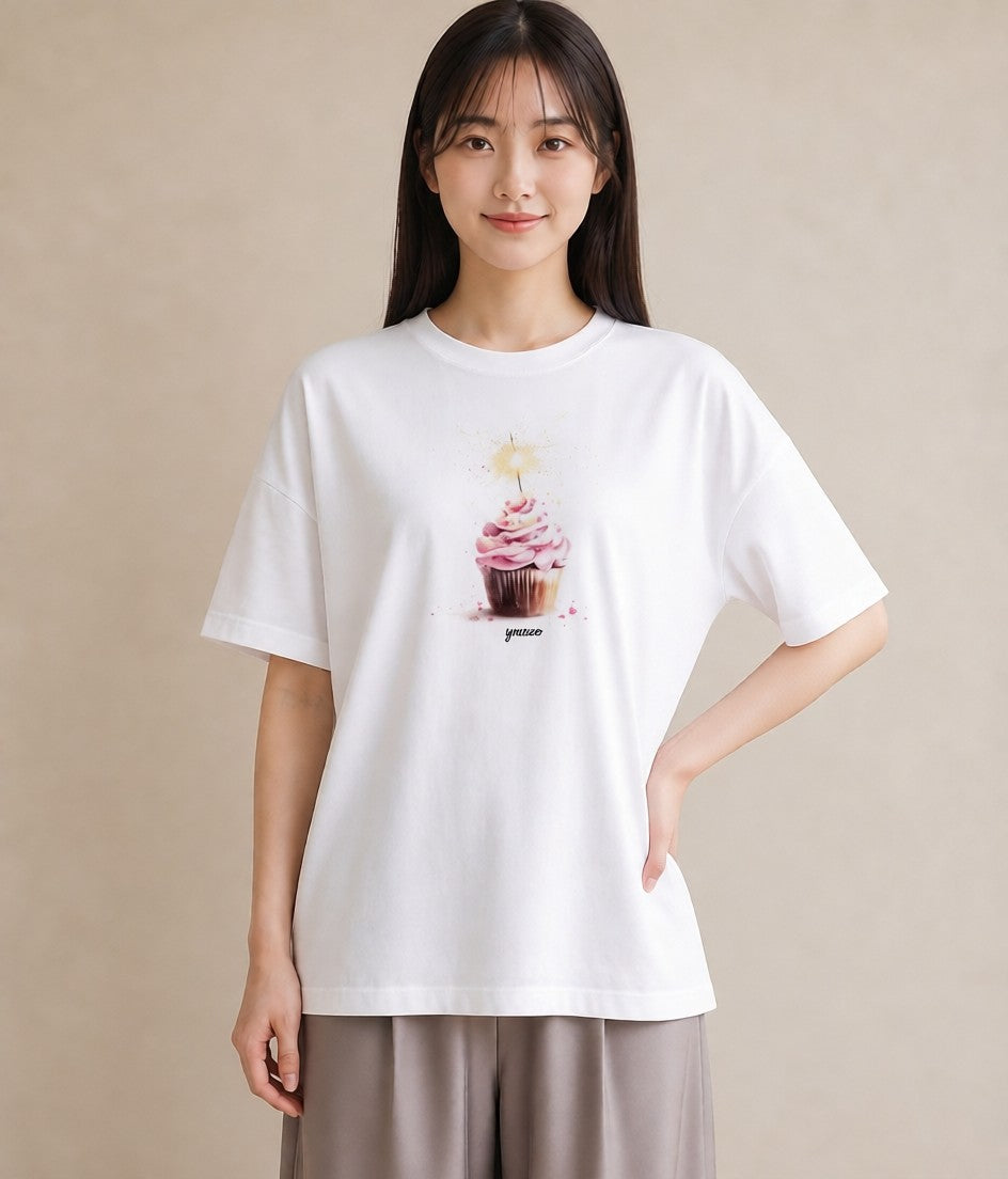 デザインTシャツ レディース マフィン 食べ物 フード イラスト カフェコーデ 女性向けギフト 散歩 白T