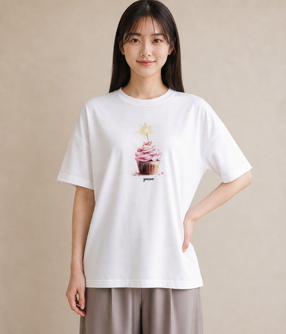 デザインTシャツ レディース マフィン 食べ物 フード イラスト カフェコーデ 女性向けギフト 散歩 白T