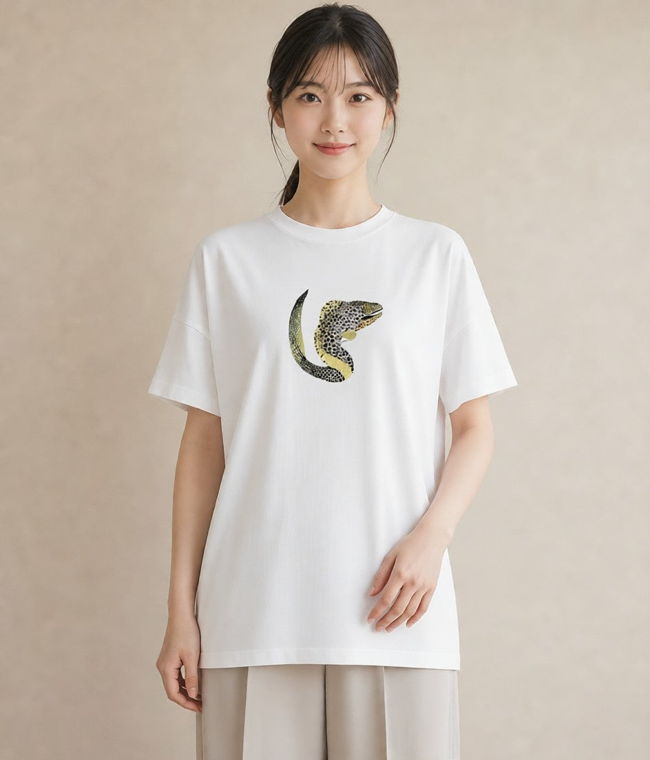 デザインTシャツ レディース チンアナゴ 海の生き物 海 イラスト ゆるかわ 綿100 デート 白T