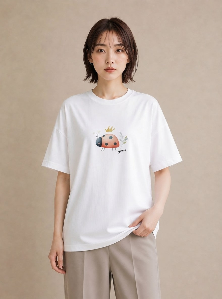 デザインTシャツ レディース てんとう虫 昆虫 虫 イラスト 休日コーデ 姉妹 送別ギフト 白T