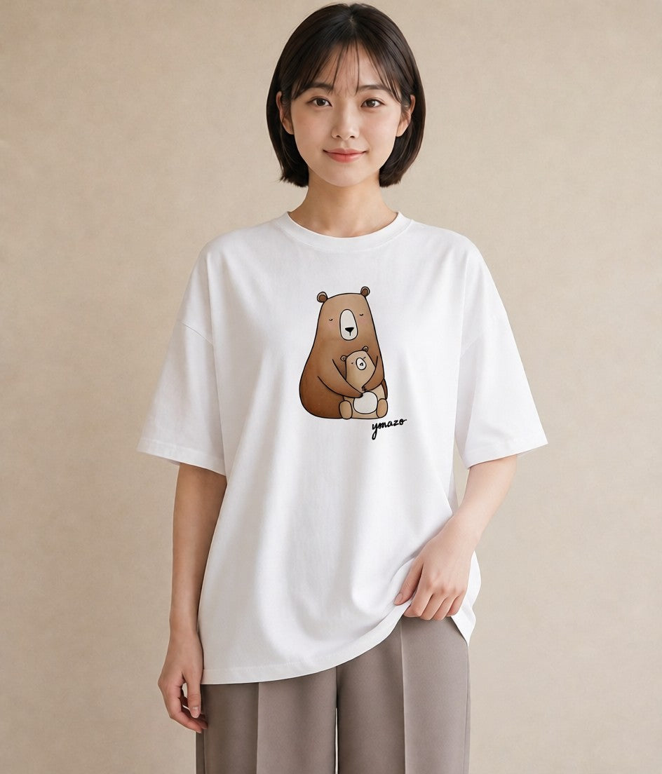 グラフィックTシャツ レディース くま クマ ベア 動物 アニマル イラスト きれいめ 敬老の日 ホワイトデー 白T