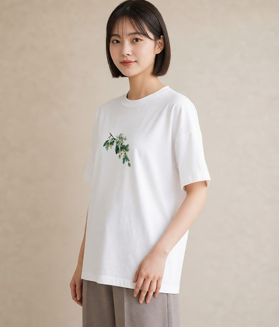 プリントTシャツ レディース 苔 植物 ボタニカル イラスト アート風 親子 20代 白T
