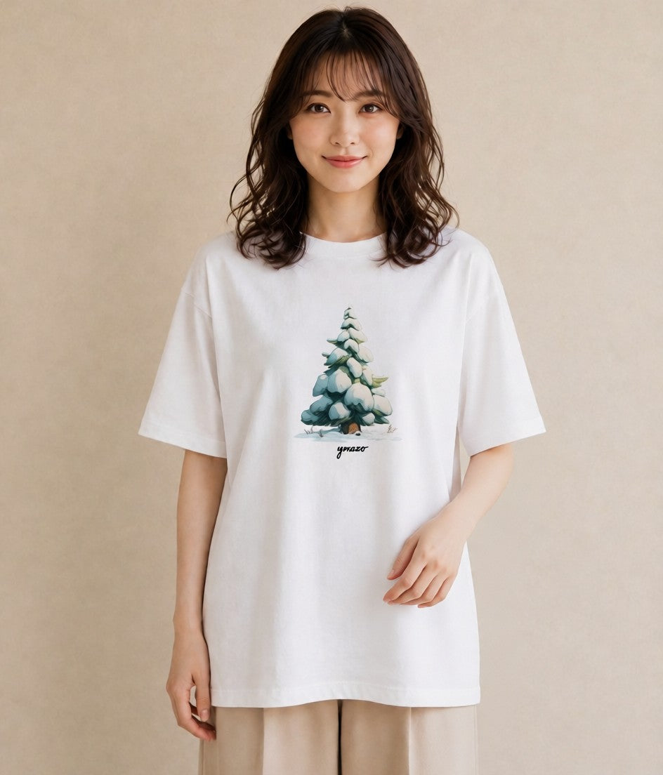 Tシャツ レディース 雪 星空 宇宙 イラスト お洒落 レイヤード 友達ギフト 白T