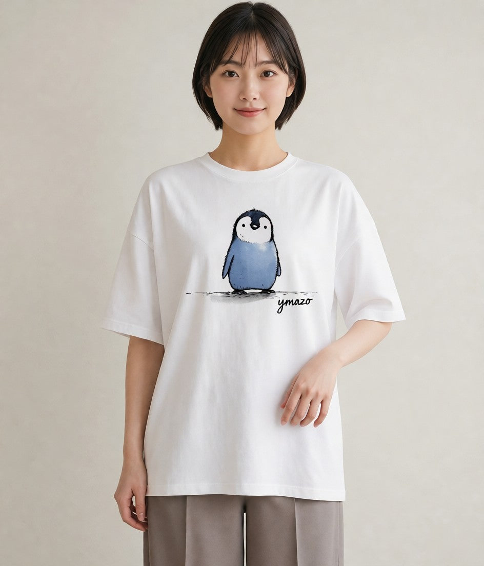 半袖Tシャツ レディース ペンギン ぺんぎん 動物 アニマル イラスト きれいめカジュアル 帰省 ラフ 白T