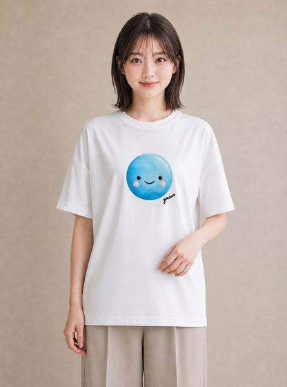半袖Tシャツ レディース 雲 星空 宇宙 イラスト 抜け感 普段着 週末コーデ 白T