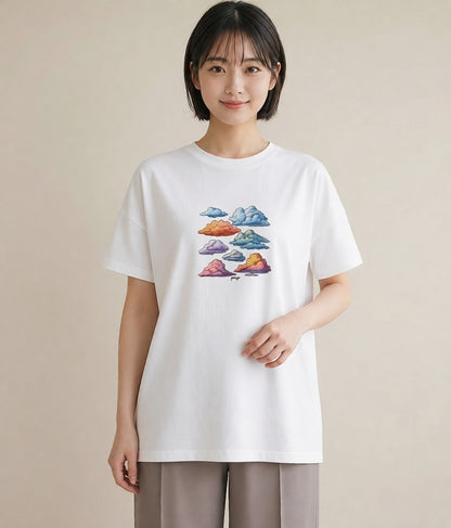 Tシャツ レディース 空 星空 宇宙 イラスト 休日コーデ カフェ巡り 女子会 白T