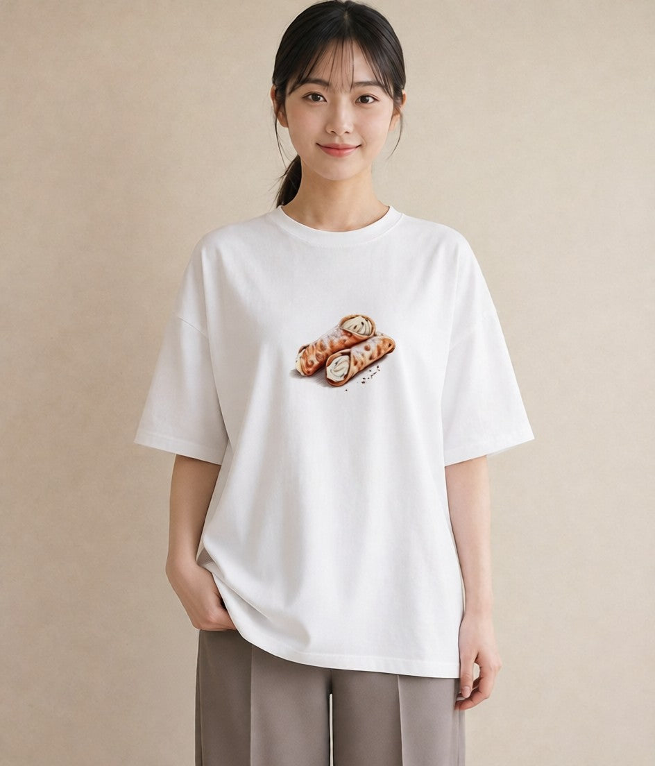 グラフィックTシャツ レディース どら焼き 食べ物 フード イラスト 北欧風 おしゃれギフト 社会人 白T