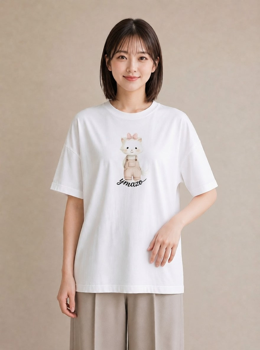 Tシャツ レディース ラグドール 猫 ねこ イラスト モード 夏コーデ 通学 白T
