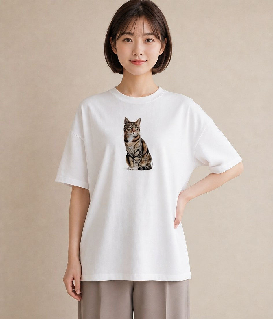 デザインTシャツ レディース ソマリ 猫 ねこ イラスト フェミニン 春コーデ 姉妹 白T