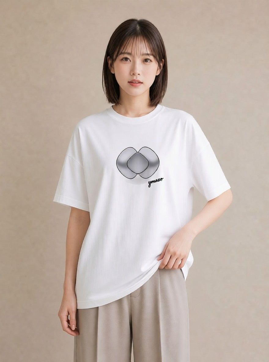 プリントTシャツ レディース パールピアス アクセサリー ナチュラル アンティーク イラスト 淡色 旅行用 海 白T